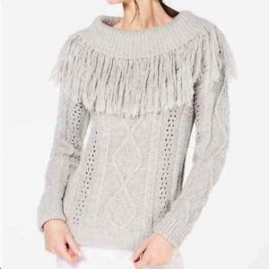 INC Cable Knit Fringe Cowl Neck  Sweater NWOT